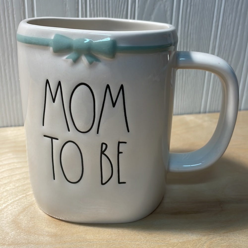 Rae Dunn “Mom To Be” Irregular Shaped Mug - Off White/Mint Green/Black